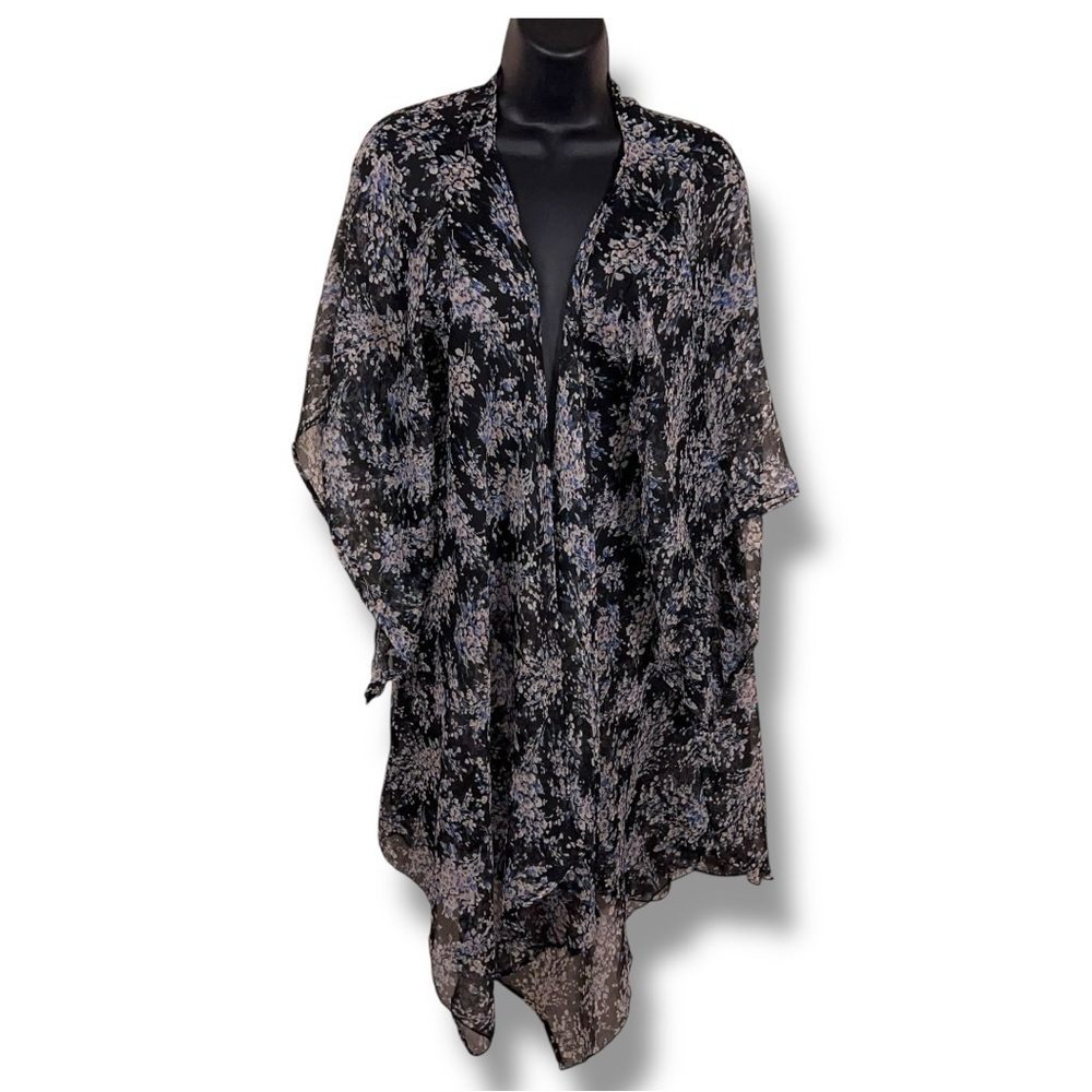 Lauren Conrad Sheer Shawl Floral Lightweight Open Front Short Sleeve